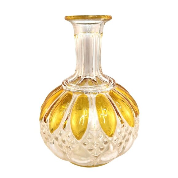 Val Saint Lambert Luxval 1908 ValembetGlass Decanter Yellow Belgium Vintage Ar